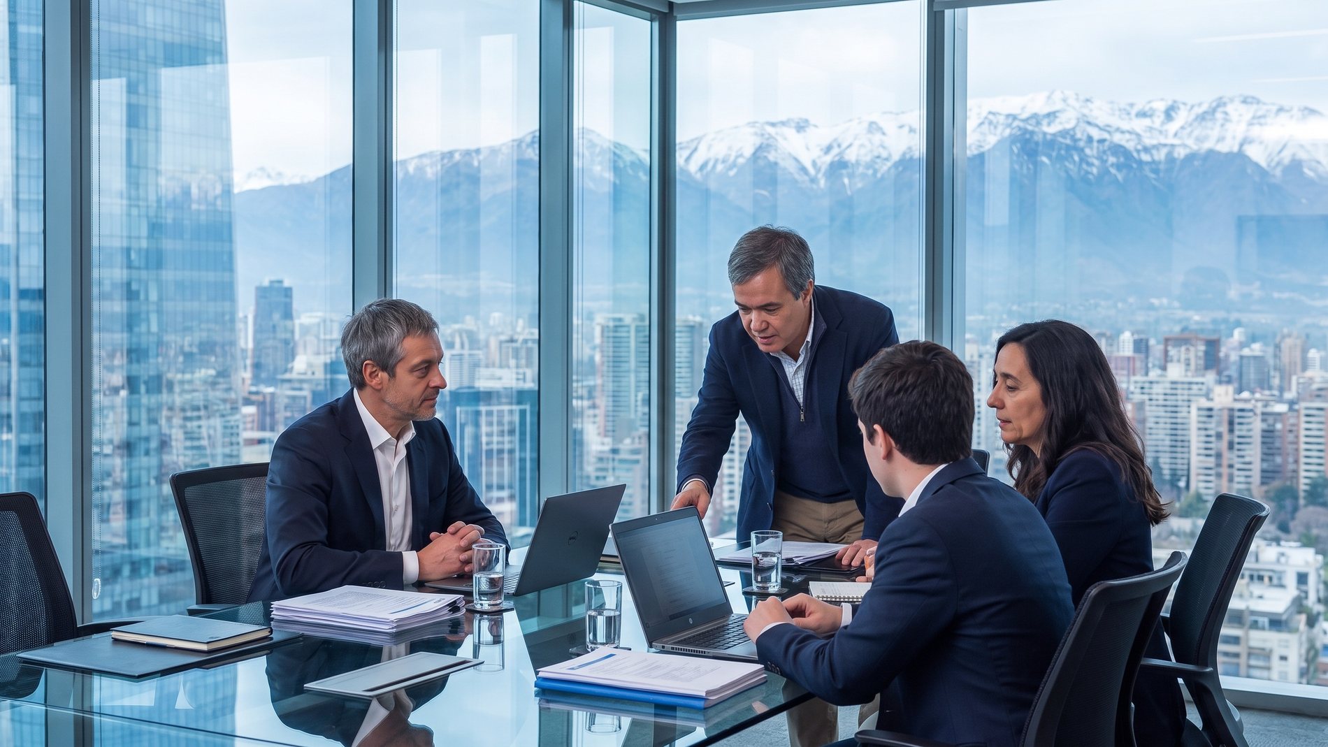 Los socios de Cáceres Consulting Group durante una reunión de trabajo